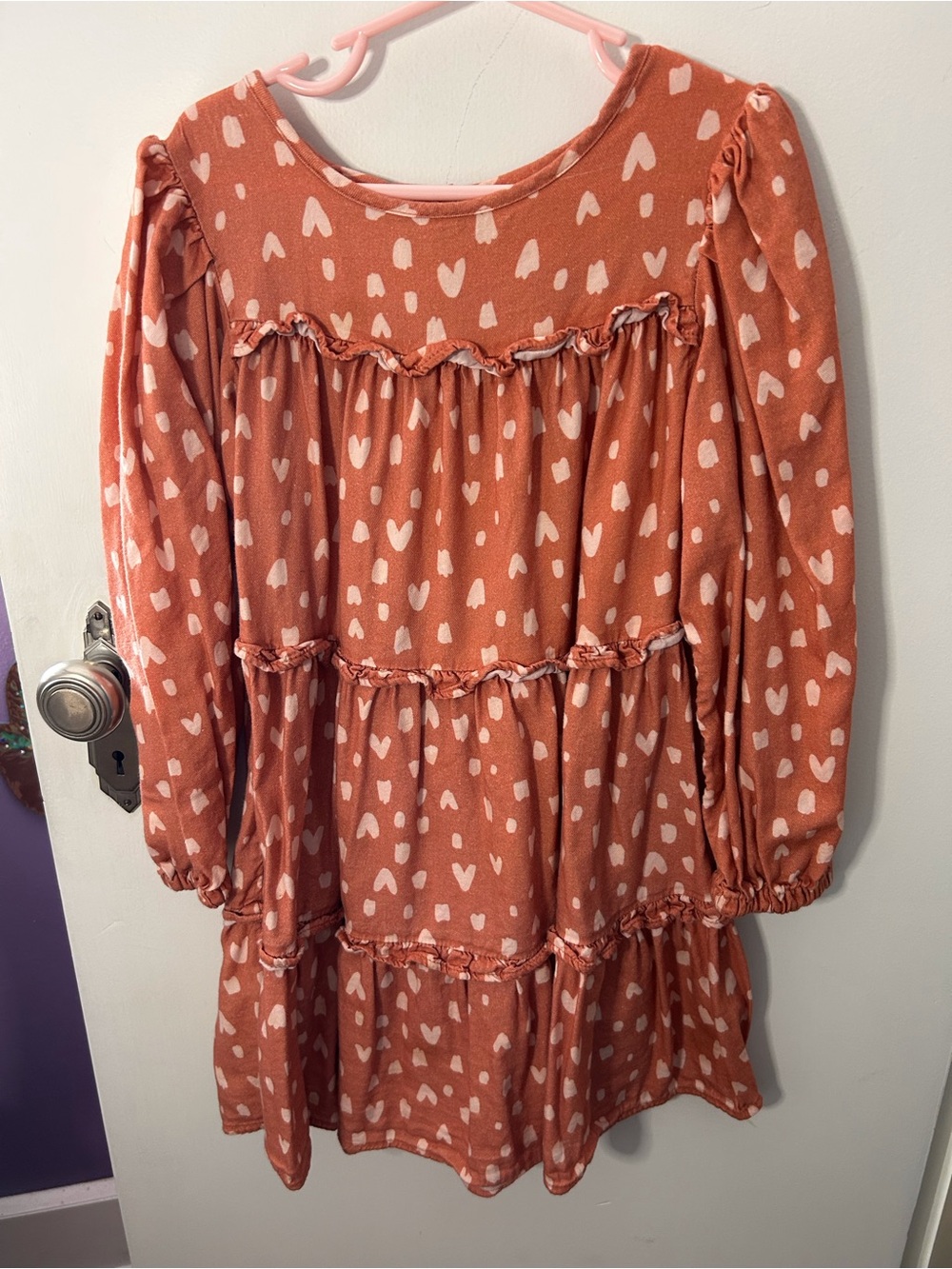 Cat & Jack Rust Heart Tiered Dress